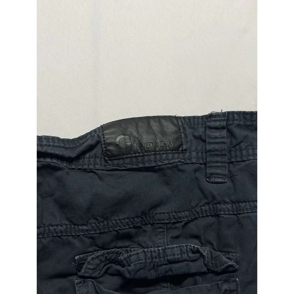 Fried Denim Baggy Cargo Jorts Mens 34 Gray‎ Y2K Skater Utility Shorts Cotton